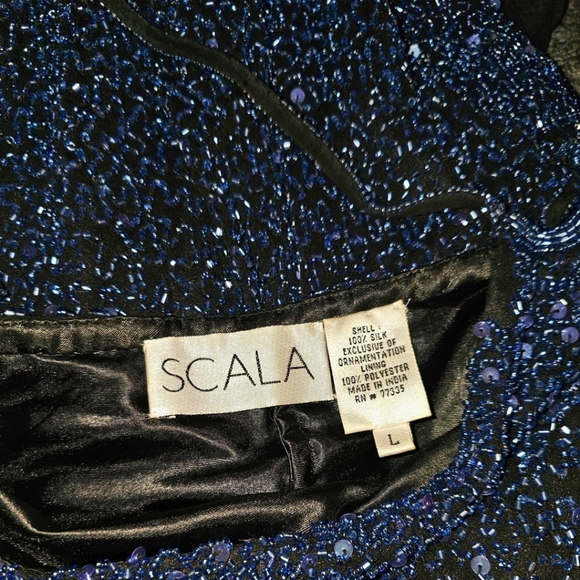 Scala Glass Beaded One Shoulder Evening Dress Size L - Picture 6 of 7